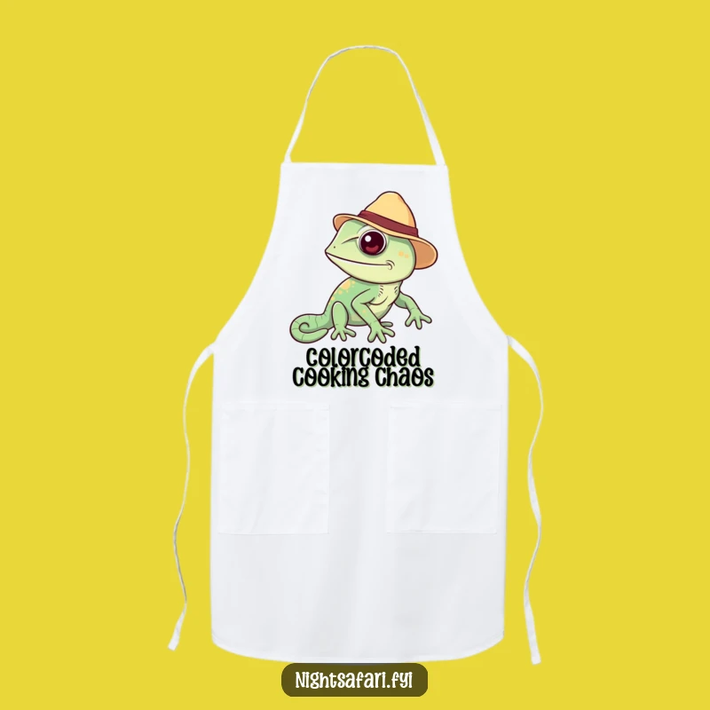 Funny Chameleon Safari Hat Apron Hilarious Gift For Kitchen Adventurers