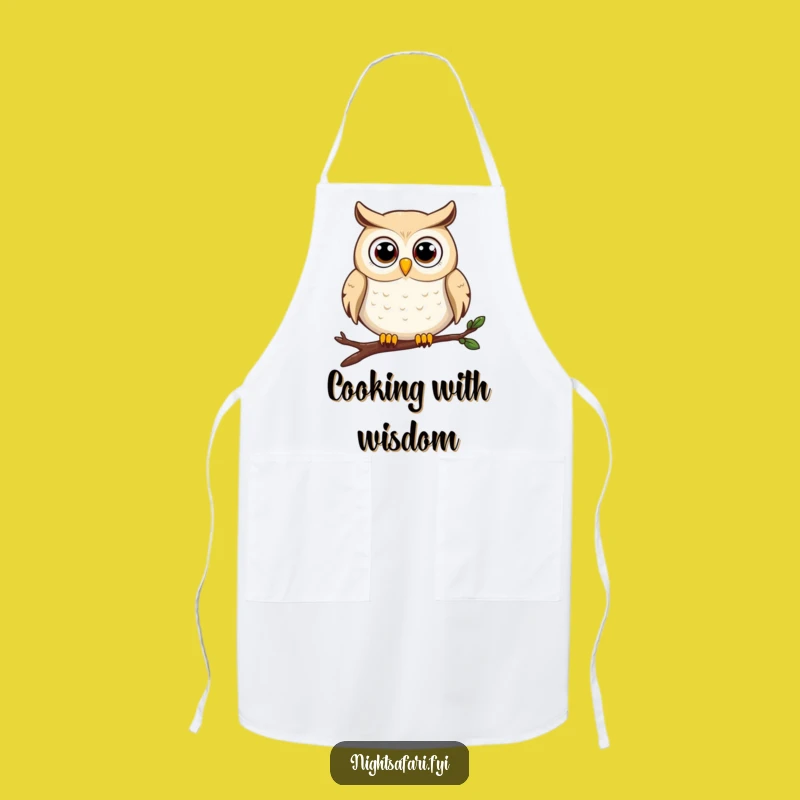 Funny Owl Apron - Kitchen Wide-Eyed Perched Bird Chef Bib, Hilarious Funny Gift