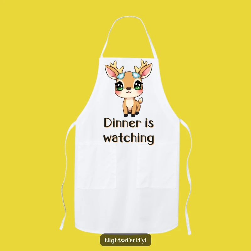 Funny Deer Glowing Eyes Apron: Cook With Magical Woodland Style Gift