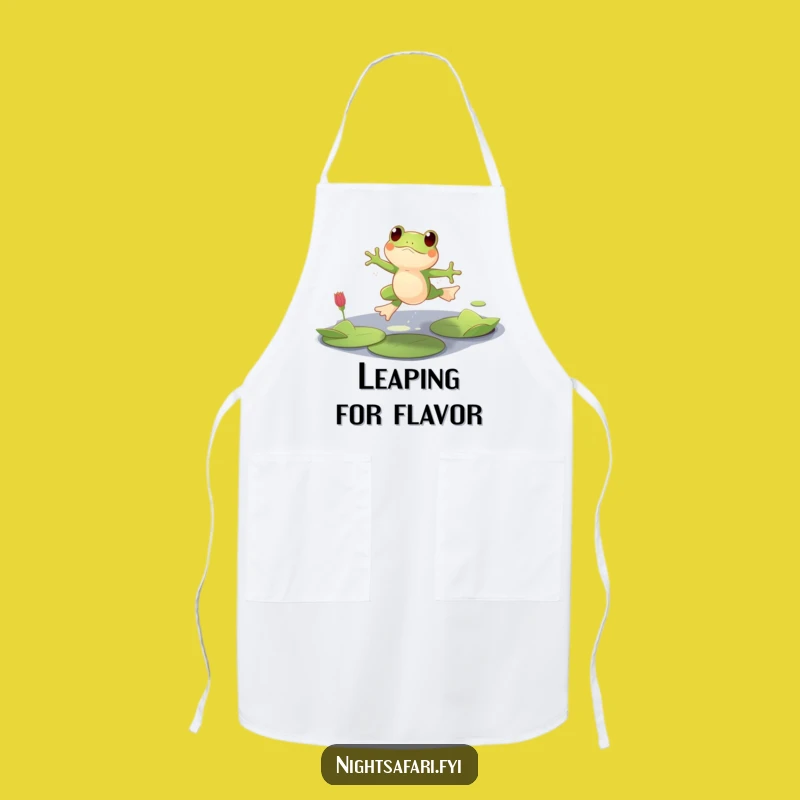 Funny Playful Frog Apron, Lily Pad Leaping Kitchen Gift