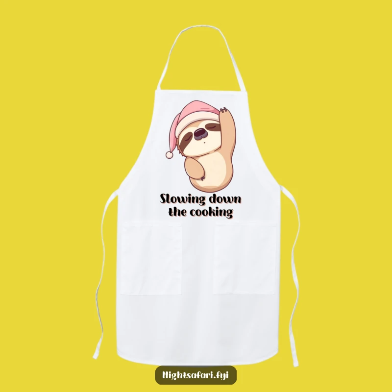 Funny Sleepy Sloth Nightcap Apron: Cook with Relaxed Humor