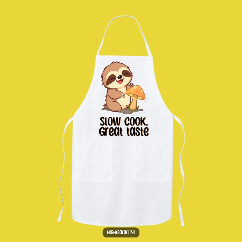 Funny Sloth Apron - Slow Mushroom Reach Chef Bib, Hilarious Funny Gift