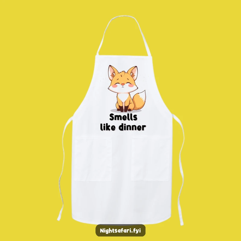 Funny Fox Glowing Nose Apron: Night Kitchen Magic, Chef’s Funny Gift
