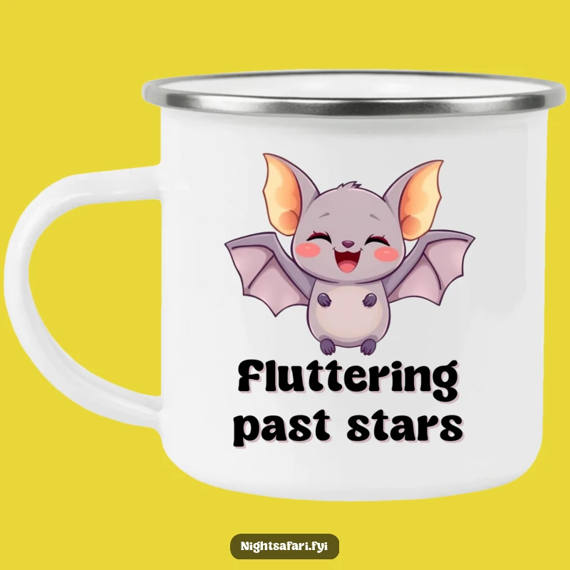 Funny Delighted Bat Camping Mug - Glowing Wings Outdoor Gift