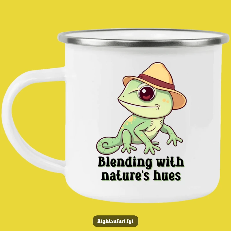 Funny Chameleon Safari Hat Camping Mug Rugged Gift For Outdoor Humor Lovers