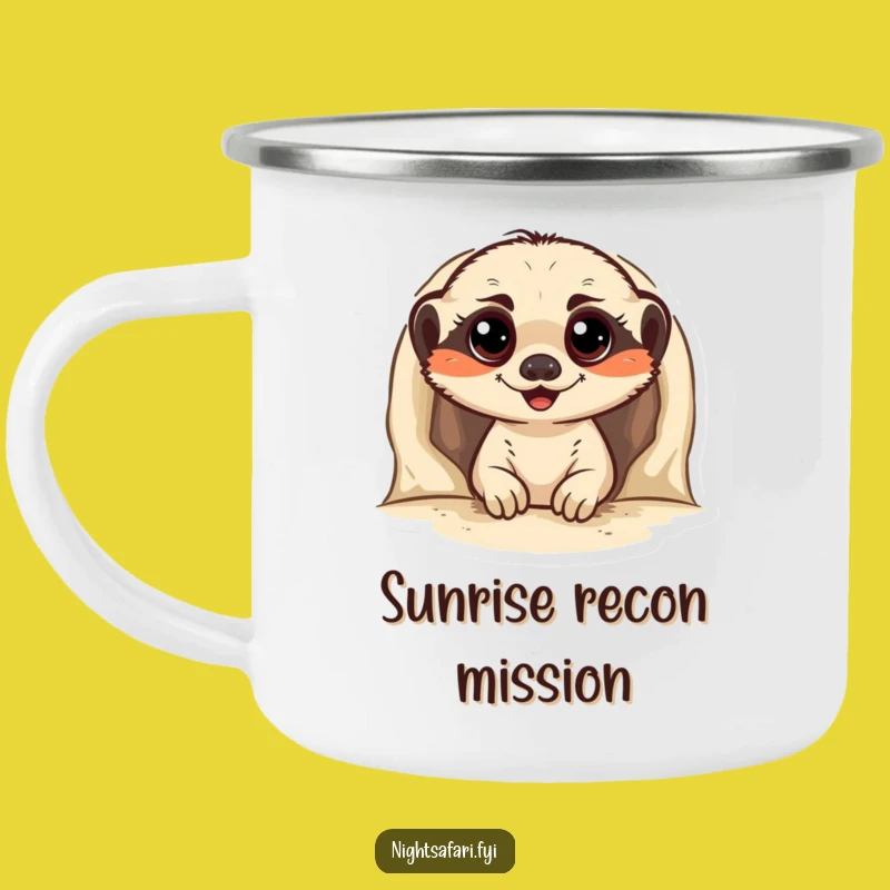 Funny Meerkat Enamel Camping Mug: Cheerful Peeker for Outdoor Adventures Gift