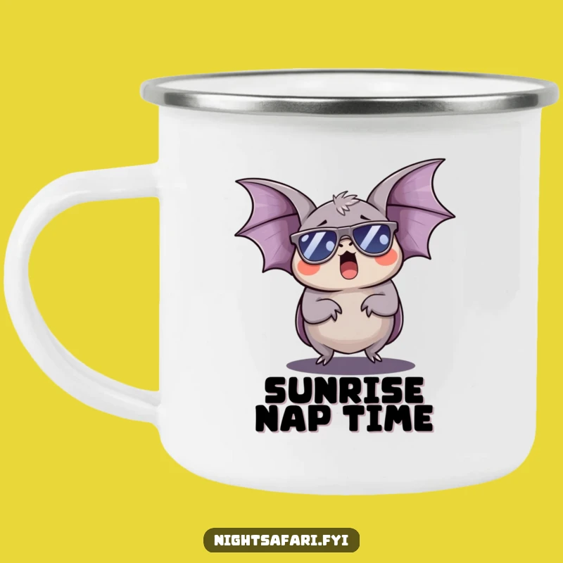 Funny Sleepy Bat Sunglasses Camping Mug: Chill Adventures!