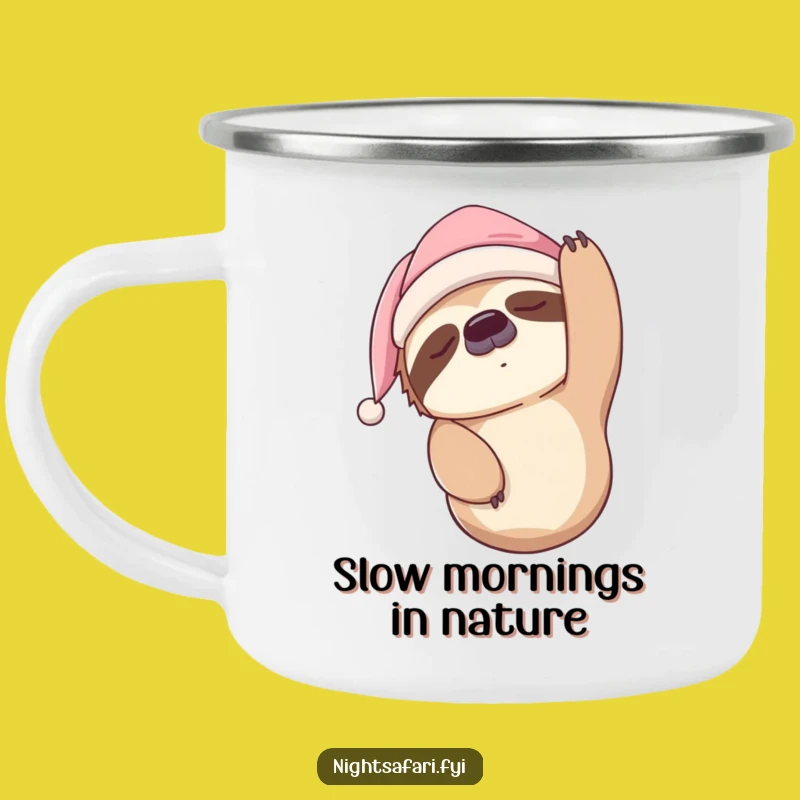 Funny Sleepy Sloth Nightcap Camping Mug: Relax by the Fire