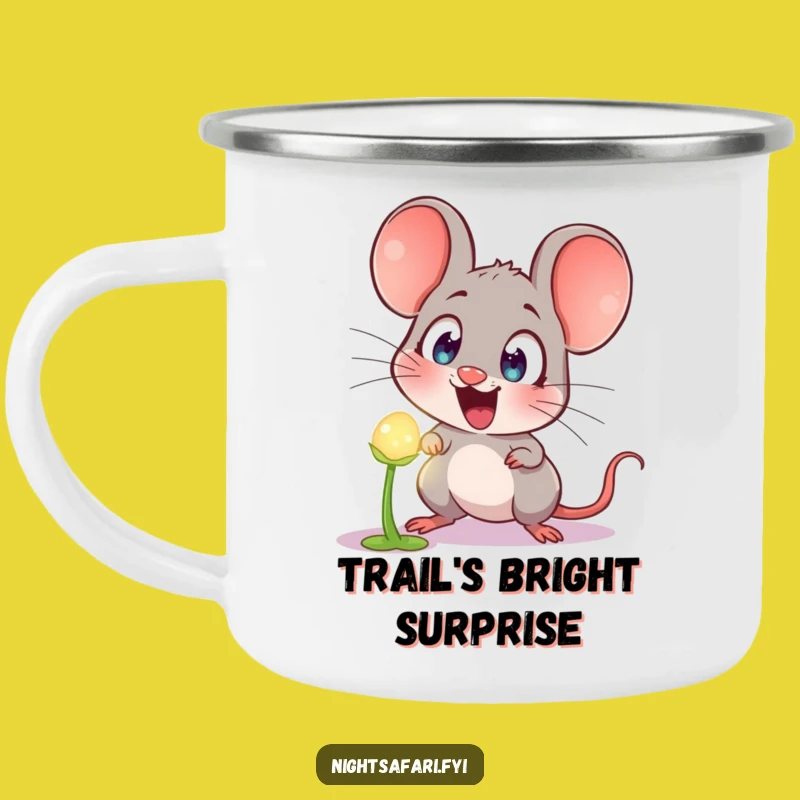 Funny Astonished Mouse Camping Mug: Hilarious Glowing Plant Adventure Fuel!