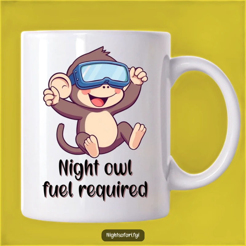 Funny Monkey Night Vision Mug: Playful Swinger in Goggles for a Hilarious Gift