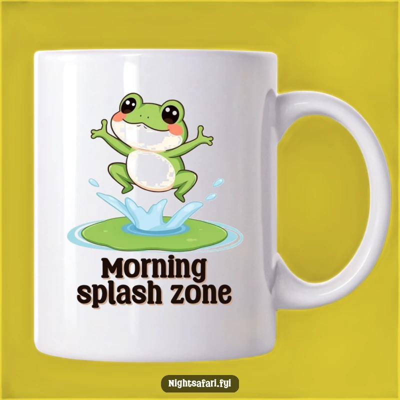 Funny Giggling Frog Lily Pad Splash Mug - Hilarious Amphibian Gift