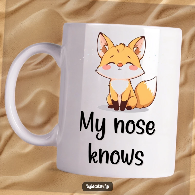 Funny delighted fox with a glowing nose, sniffing the night air, bringing a touch of magical wonder.