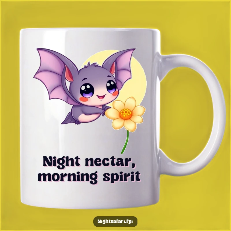Funny Bat Mug: Adorable Happy Eyes Fluttering, Perfect Glowing Flower Gift