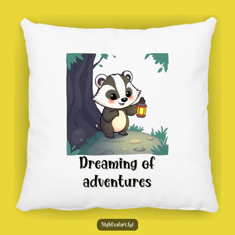 Funny Badger Lantern Pillow: Cozy Adventure Comfort, Cute Funny Gift