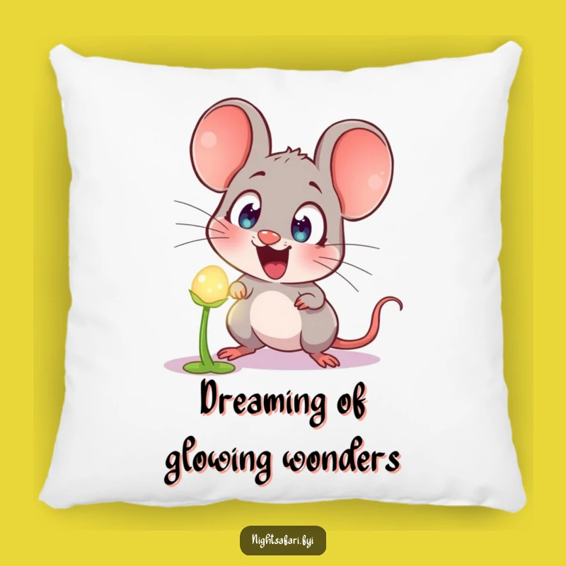 Funny Astonished Mouse Pillow: Snuggle Up with Hilarious Glowing Plant Surprise!