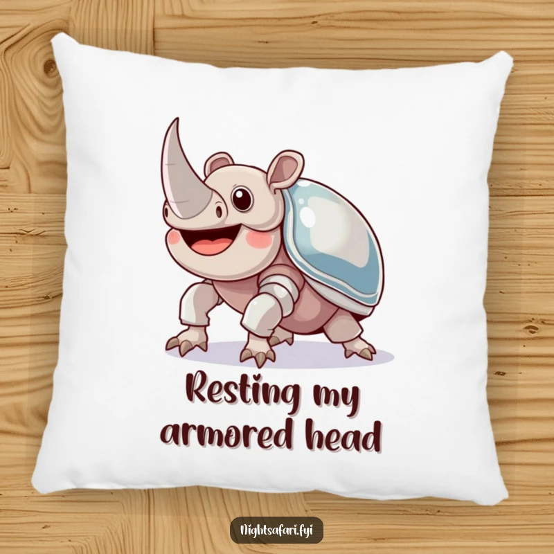 Funny Rhinoceros Beetle Pillow: A joyful beetle with shiny armor crawling upwards, a soft and humorous decorative item.