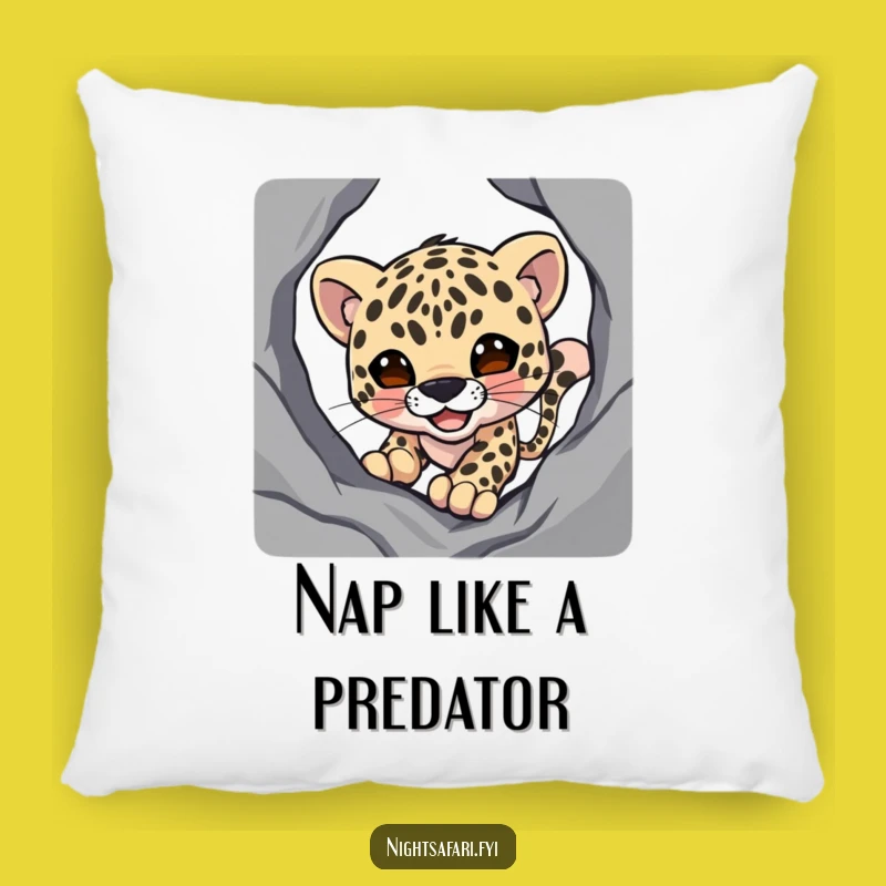 Funny Smiling Leopard Pillow, Stealthy Shadow Stalker Comfort Gift