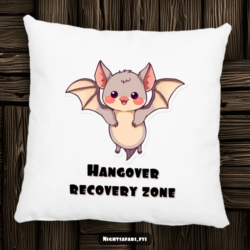 Funny pillow featuring a curious bat with tiny wings, doing a playful loop, offering cozy comfort.