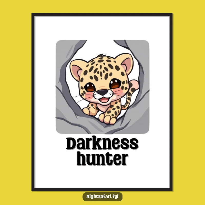 Funny Smiling Leopard Digital Art, Stealthy Shadow Stalker Wall Print