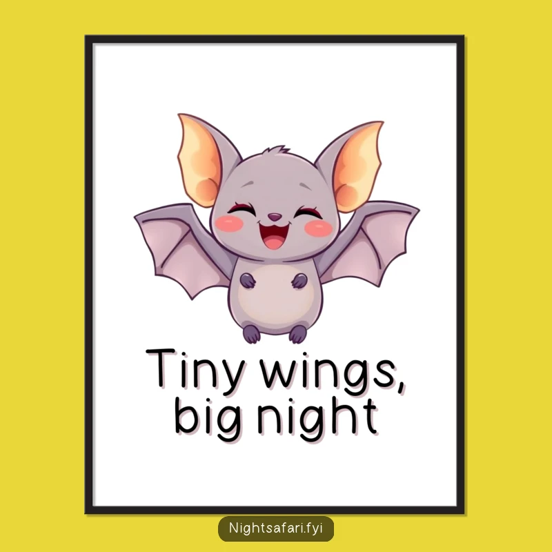 Funny Delighted Bat Digital Art - Glowing Wings Print Gift