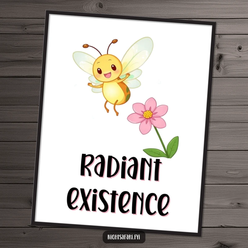 Funny Firefly Glow Digital Art Print of a delighted firefly dancing with a glowing body, ready for instant download.