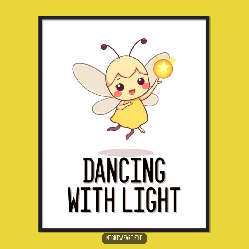Funny Firefly Orb Digital Art: Enchanting Character Graphic, Instant Download Gift
