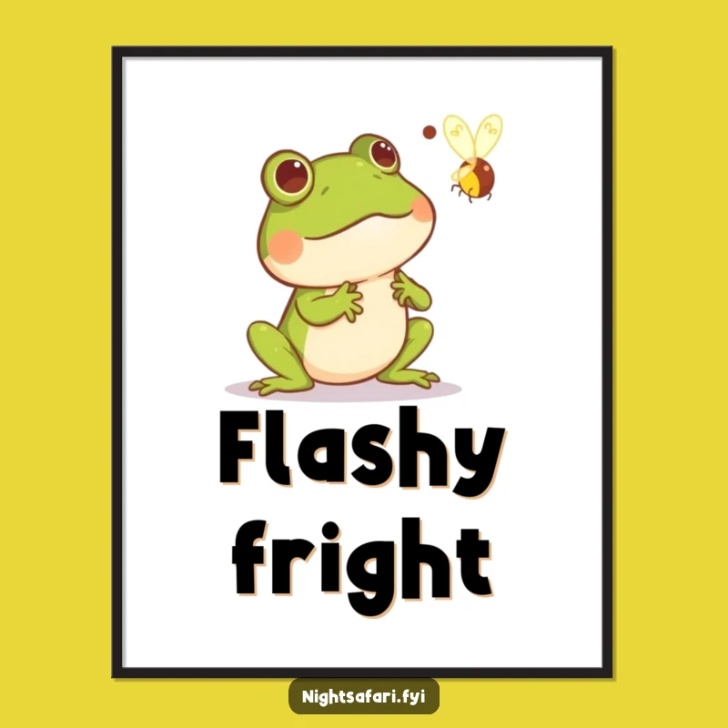 Funny Frog Startled Digital Print: Comical Firefly Moment Wall Art