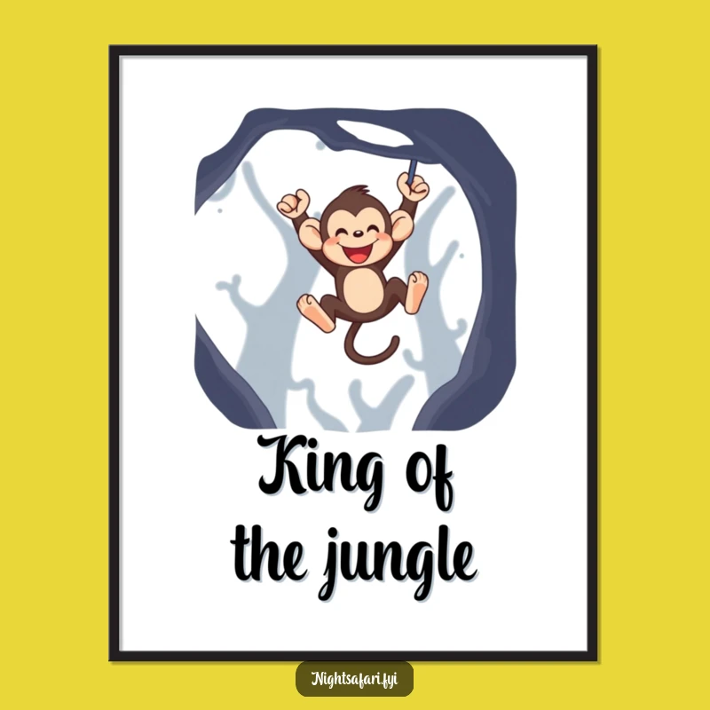 Funny Monkey Digital Art Print - Playful Swinging Primate Downloadable Decor, Instant Funny Gift