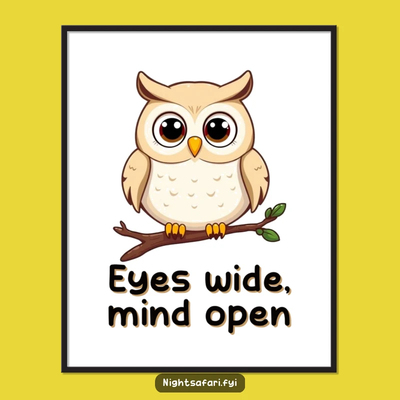 Funny Owl Digital Art Print - Wide-Eyed Perched Bird Downloadable Decor, Instant Funny Gift