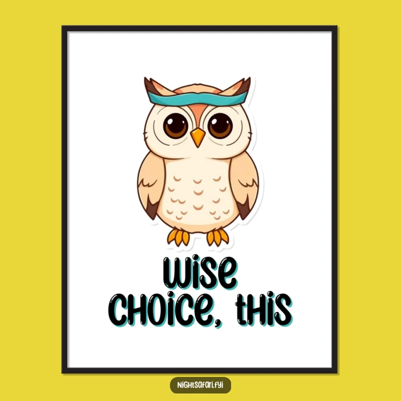 Funny Owl Headband Digital Art: Bring Wise Charm To Your Walls Gift