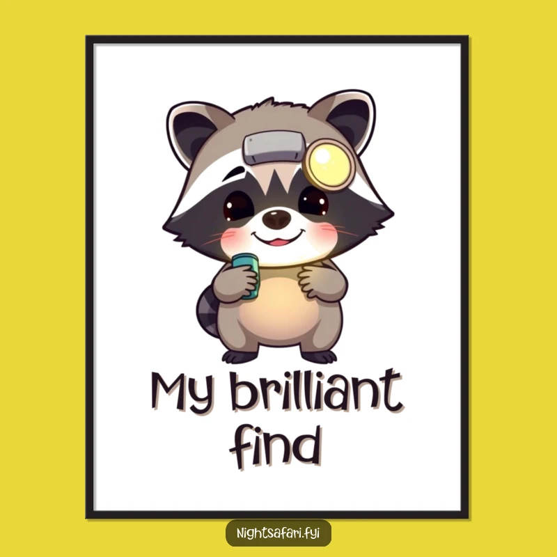 Funny Raccoon Headlamp Digital Art - Instant Download for Cheerful Decor