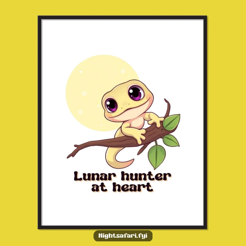 Funny Gecko Digital Print - Moonlit Art, Embrace the Charm Gift