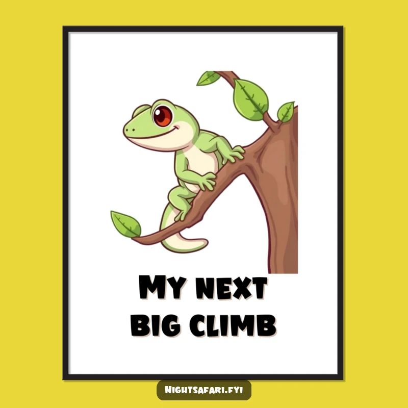 Funny Gecko Digital Print: Energetic & Cheerful Wall Art Download