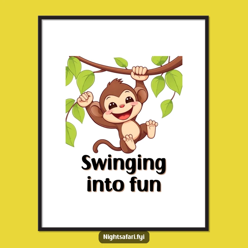 Funny Monkey Vine Digital Art: Primate Graphic, Instant Download Funny Gift