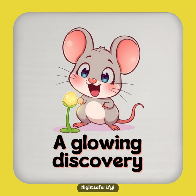 Funny Astonished Mouse Coaster: Protect Surfaces with Glowing Plant Humor!