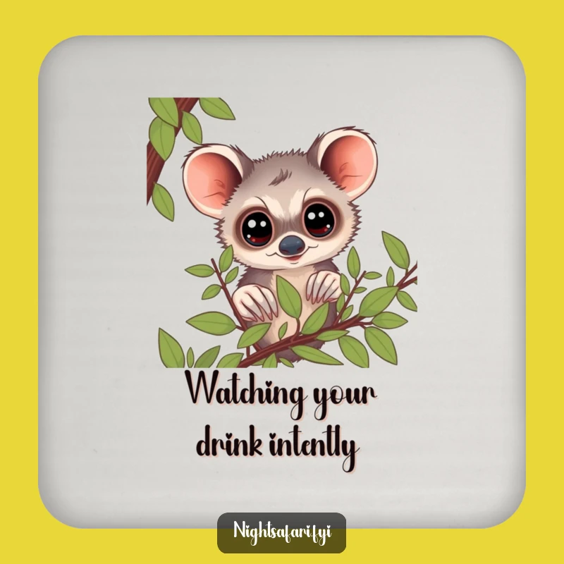 Funny Bushbaby Big Eyes Coaster Set Protect Surfaces With Curious Humor