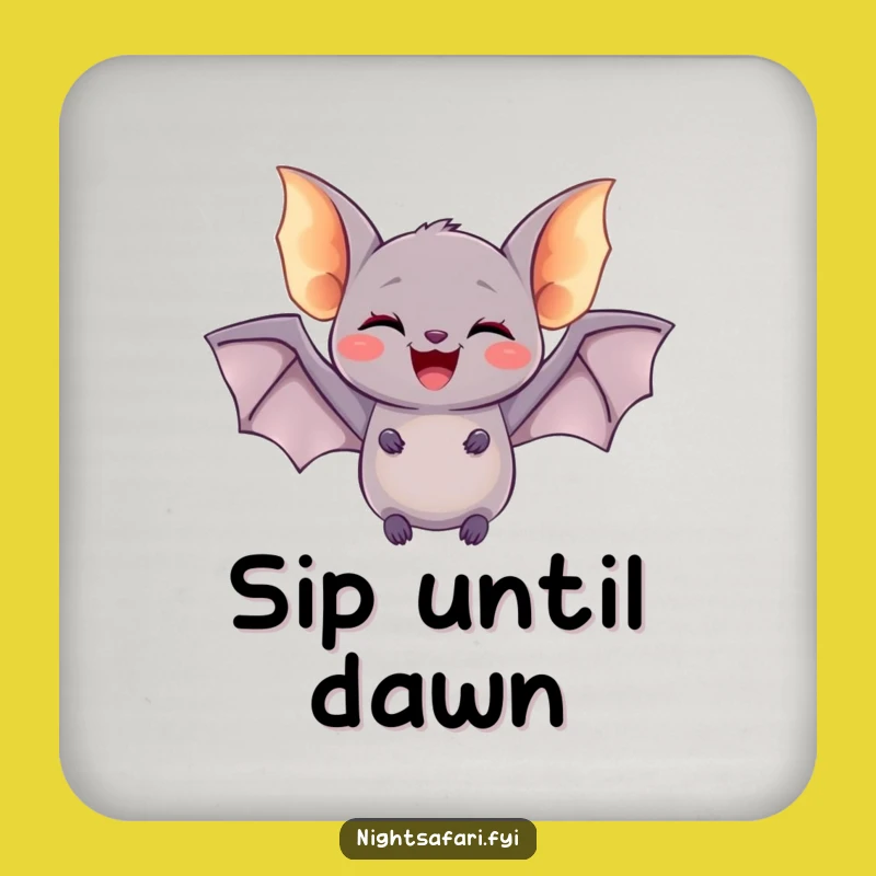 Funny Delighted Bat Coaster - Glowing Wings Drink Gift