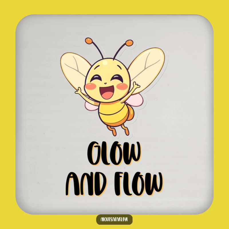 Funny Firefly Coaster: Glowing Joyful Lightbug Protection, Humorous Gift for Tables