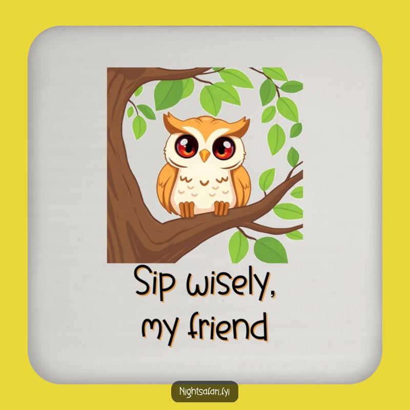 Funny Happy Owl Coaster - Curious Peering Drink Decor Gift