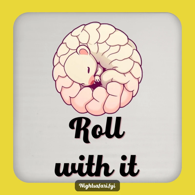 Funny Pangolin Coaster: Shy Ball Character Protection, Humorous Gift for Tables