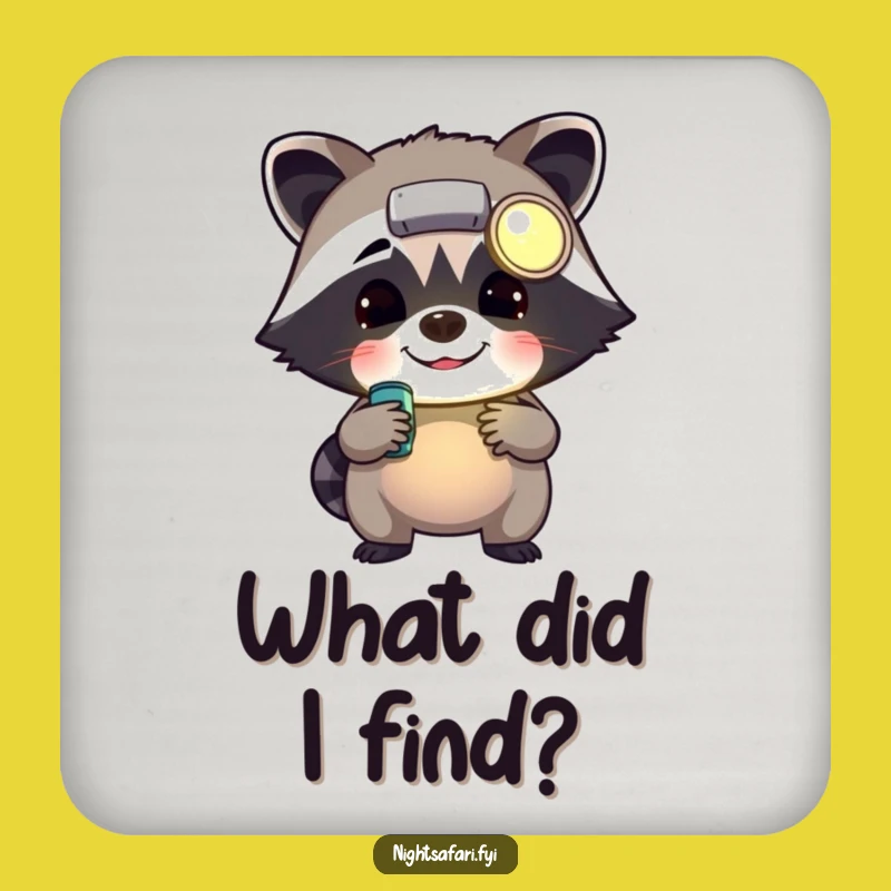 Funny Raccoon Headlamp Coaster - Protect Surfaces with Cheerful Charm