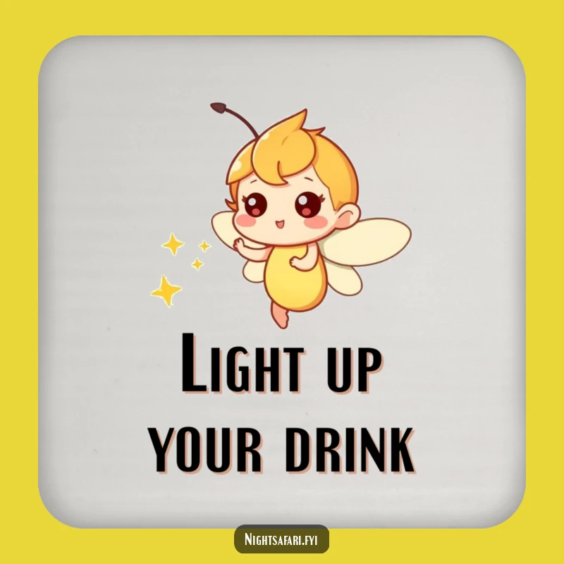 Funny Firefly Light Coaster - Whimsical Protection for Surfaces