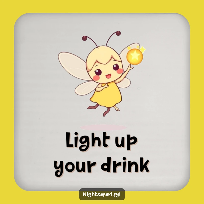 Funny Firefly Orb Coaster Set: Protect Surfaces with Enchanting Humor, Perfect Gift