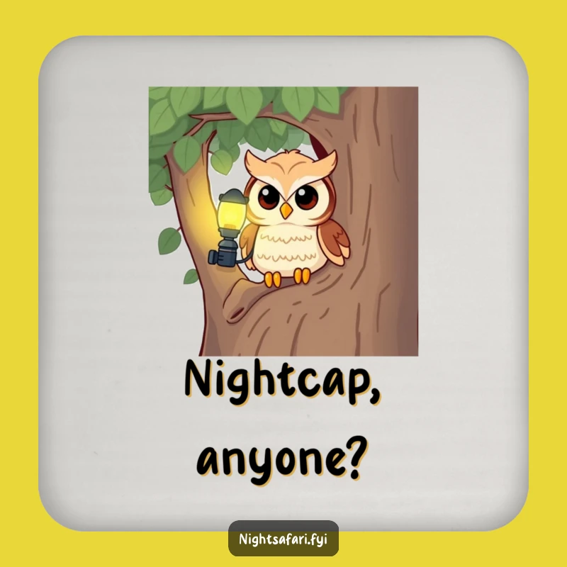 Funny Owl Headlamp Coaster: Curious Protection, Hilarious Funny Gift