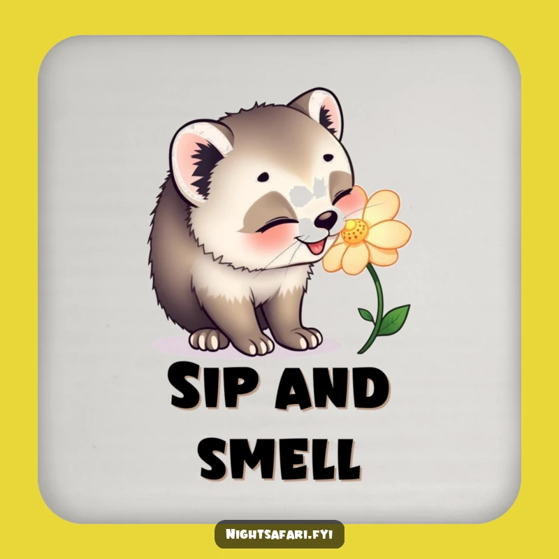 Funny Civet Cat Flower Drink Coaster - Protect Surfaces with Nature, Unique Animal Gift
