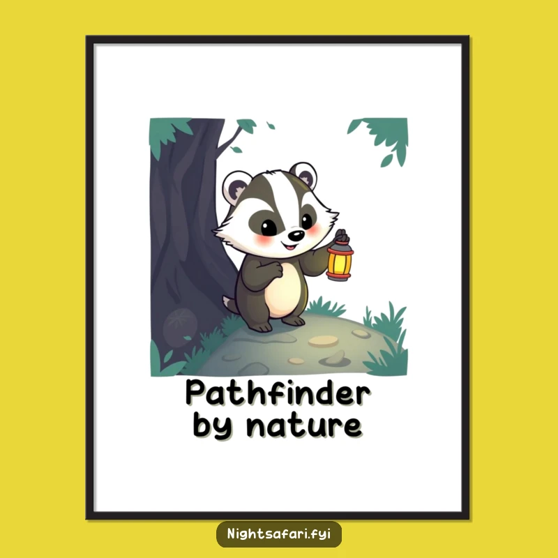 Funny Badger Lantern Poster: Exploration Art, Hilarious Wall Decor