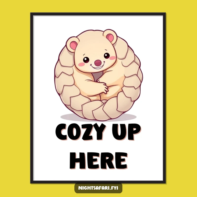 Funny Pangolin Poster: Playful Ball Art for Whimsical Wall Decor