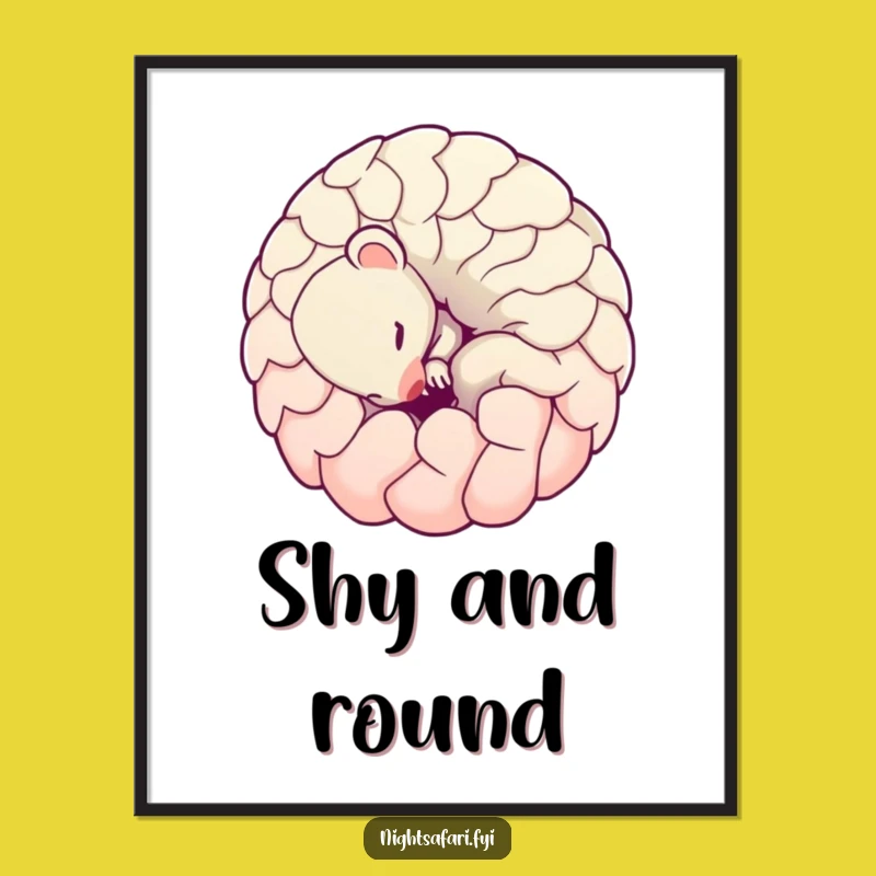 Funny Pangolin Poster: Shy Ball Character Art, Hilarious Humorous Gift Decor