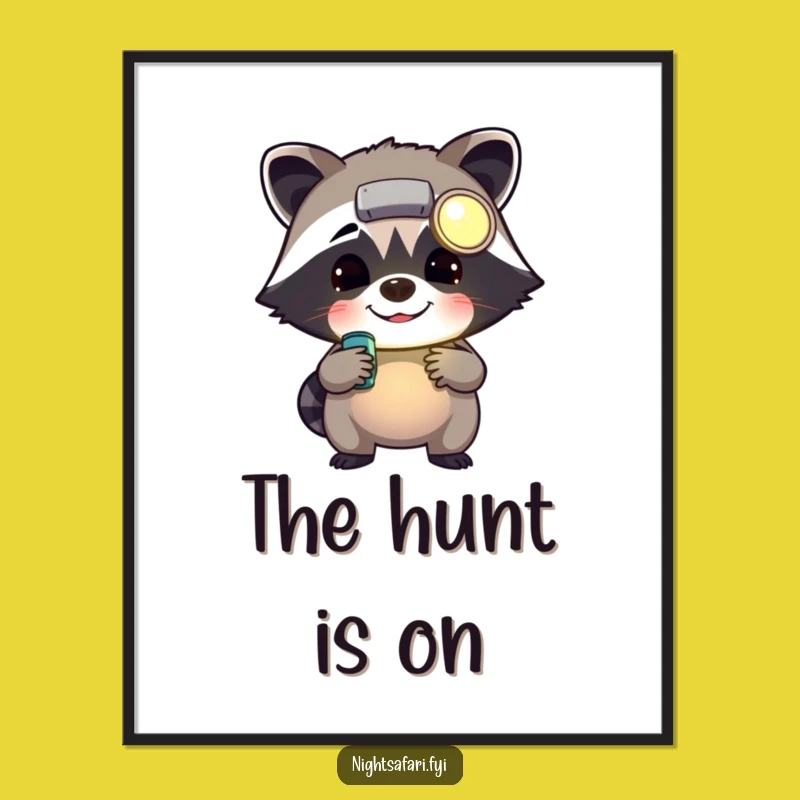 Funny Raccoon Headlamp Poster - Cheerful Wall Art for Your Space