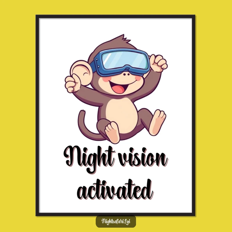 Funny Monkey Wall Art Poster: Playful Swinger's Goggle Adventure for Lively Decor Gift